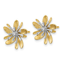 Load image into Gallery viewer, 14K Two-Tone Polished and Textured Diamond Flower Earrings
