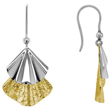 Load image into Gallery viewer, Silver and 14k Gold Plate Dancing Fan Earrings
