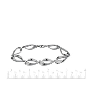 Silver Open Teardrop Link Bracelet