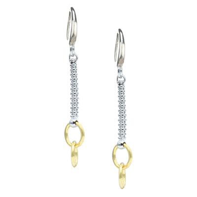 Silver and Yellow Gold Plate Chain and Circles Earrings