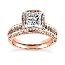 Load image into Gallery viewer, Square Halo Engagement Ring Semi-mount Set