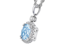 Load image into Gallery viewer, Cushion Cut Aquamarine Halo Necklace
