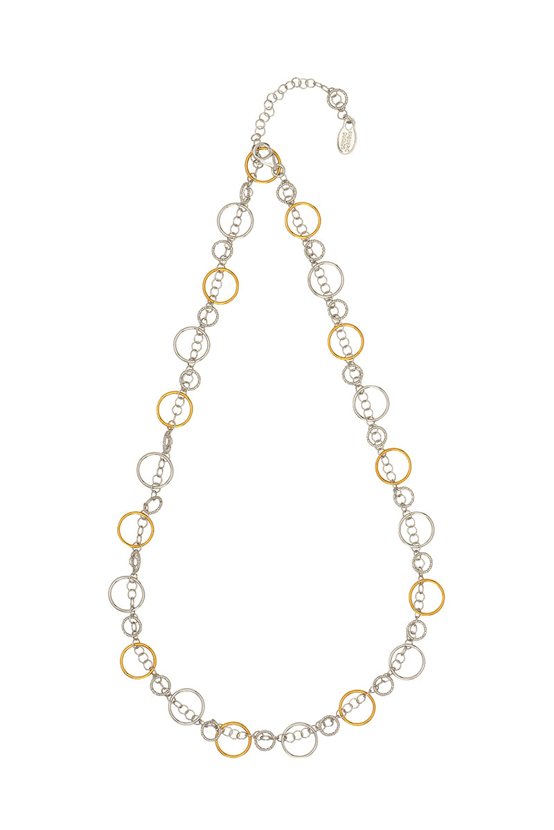 Silver and Yellow Gold Plate Circulation Necklace