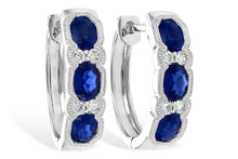 Load image into Gallery viewer, Hexagon Sapphire and Diamond Hoop Earrings
