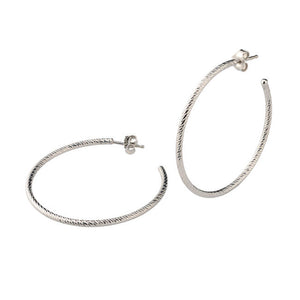 Silver 3/4" Sparkle Hoop Earrings