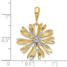 Load image into Gallery viewer, 14K Two-Tone Polished and Textured Diamond Flower Pendant
