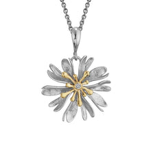 Load image into Gallery viewer, Silver, 14 k Gold and Diamond Flower Pendant
