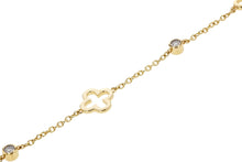 Load image into Gallery viewer, 14K Yellow Gold Clover Station Diamond Bracelet
