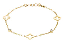 Load image into Gallery viewer, 14K Yellow Gold Clover Station Diamond Bracelet
