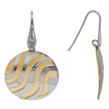 Silver and 14k Gold Wave Earrings