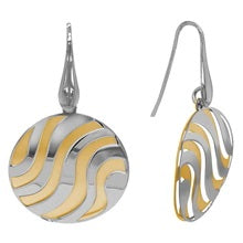 Silver and 14k Gold Wave Earrings