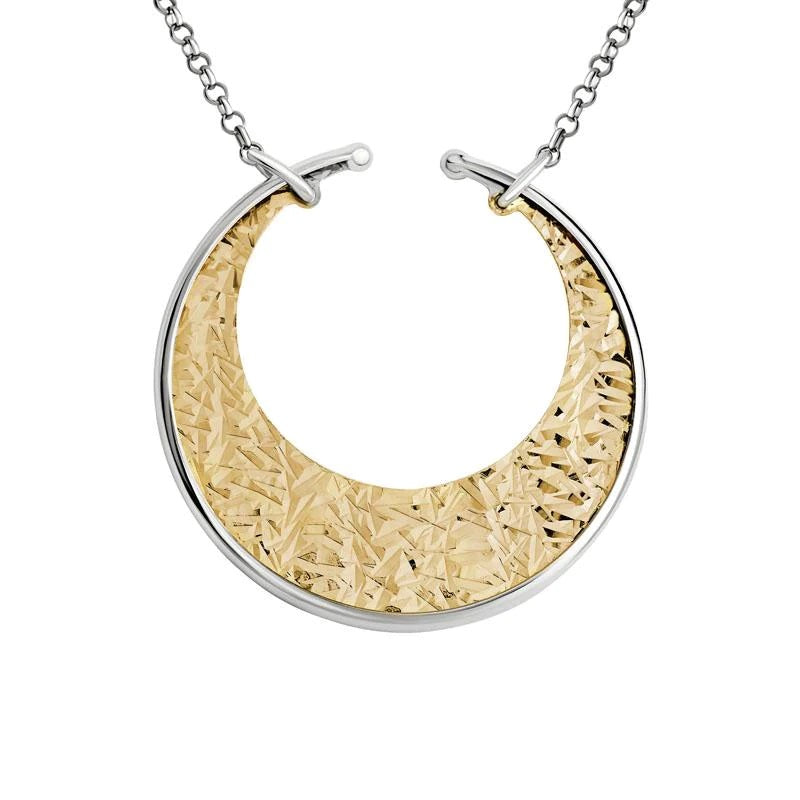 Silver White and Yellow Open Circle Necklace