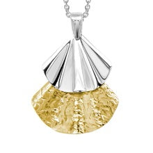Silver and 14k Gold Plate Dancing Fan Pendant