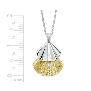 Silver and 14k Gold Plate Dancing Fan Pendant
