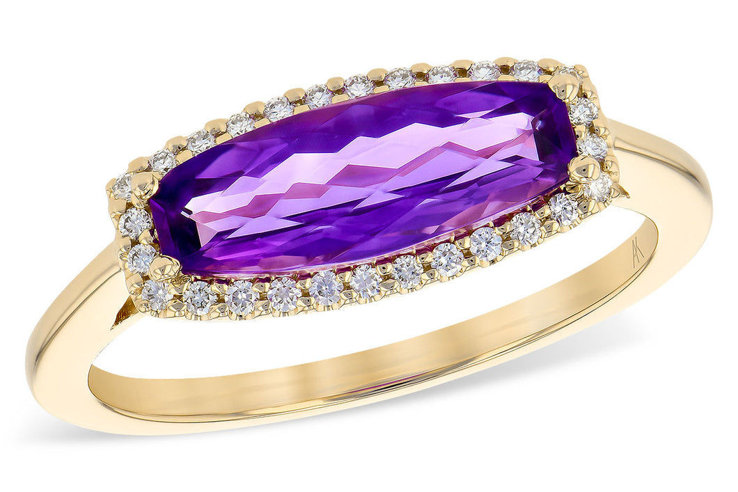 Amethyst East-West Halo Ring