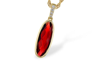 Oval Bezel Garnet and Diamond Necklace