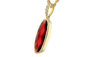 Oval Bezel Garnet and Diamond Necklace