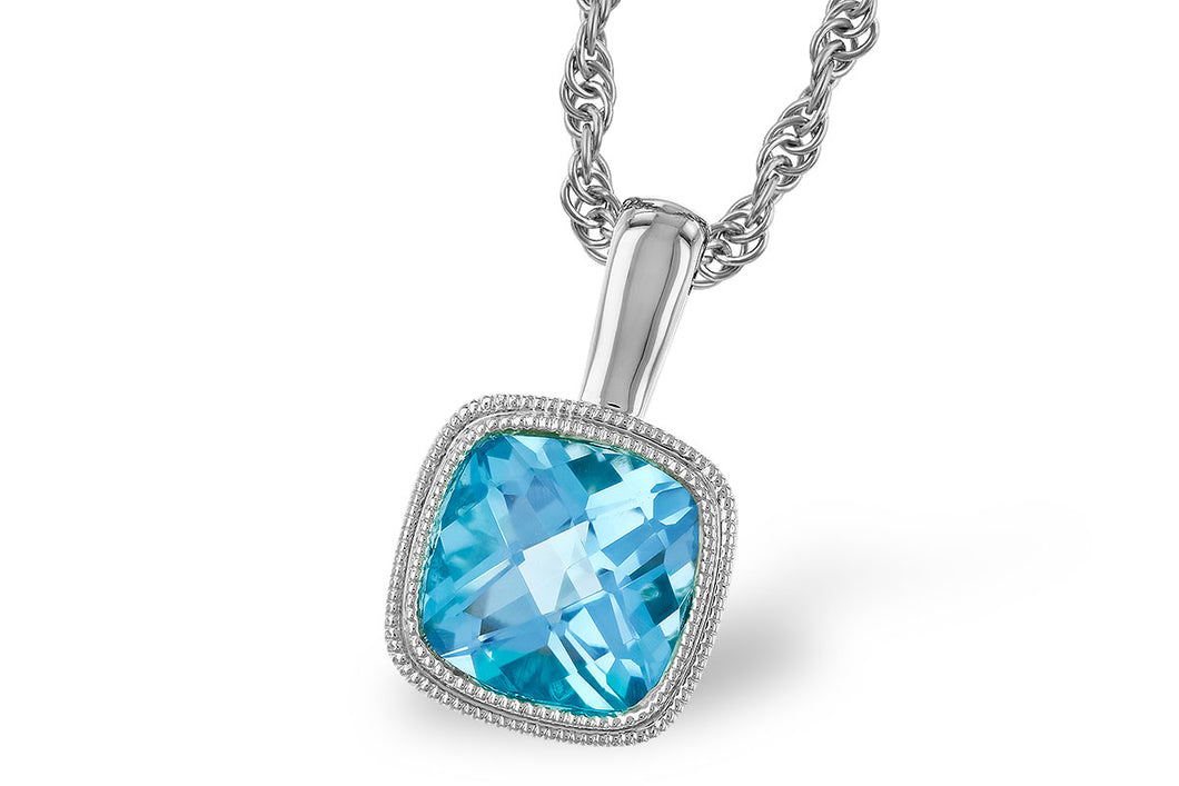 Blue Topaz Necklace Cushion Cut