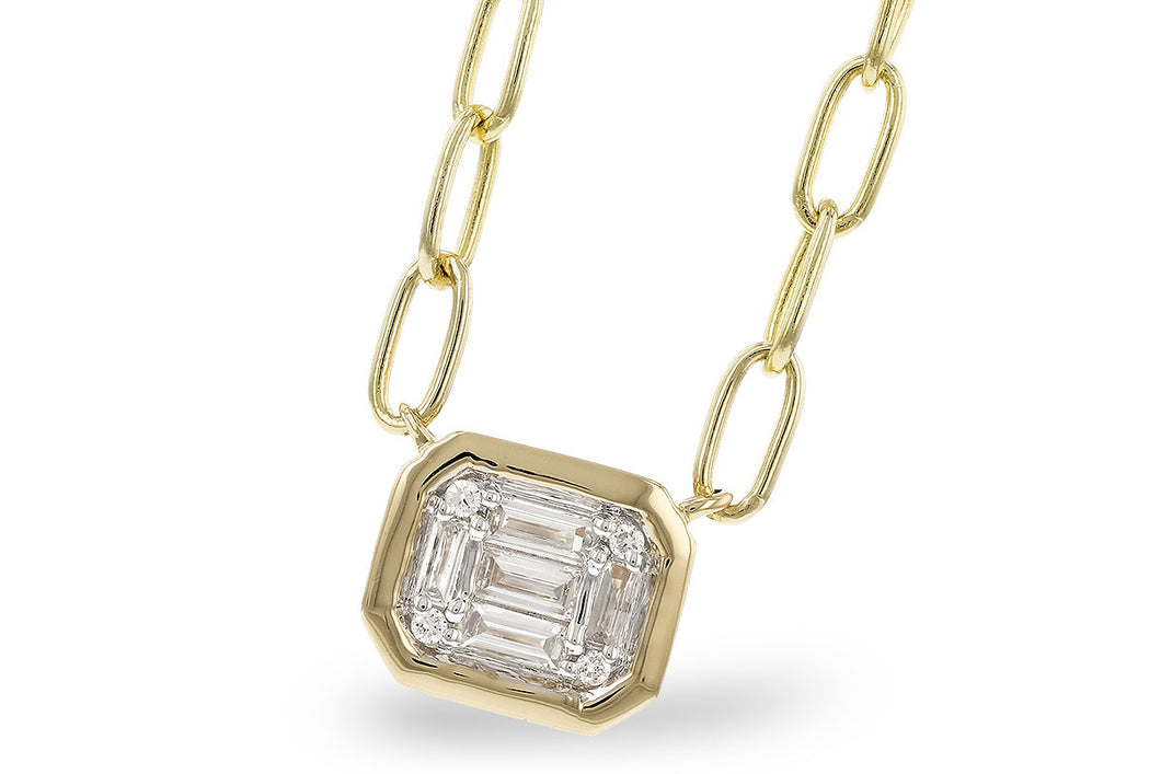 Diamond Baguette Cluster Bezel Necklace
