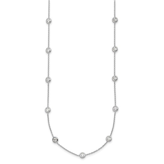 Lab Grown Diamond Station Necklace Platinum 1.44 Carat 16 inches