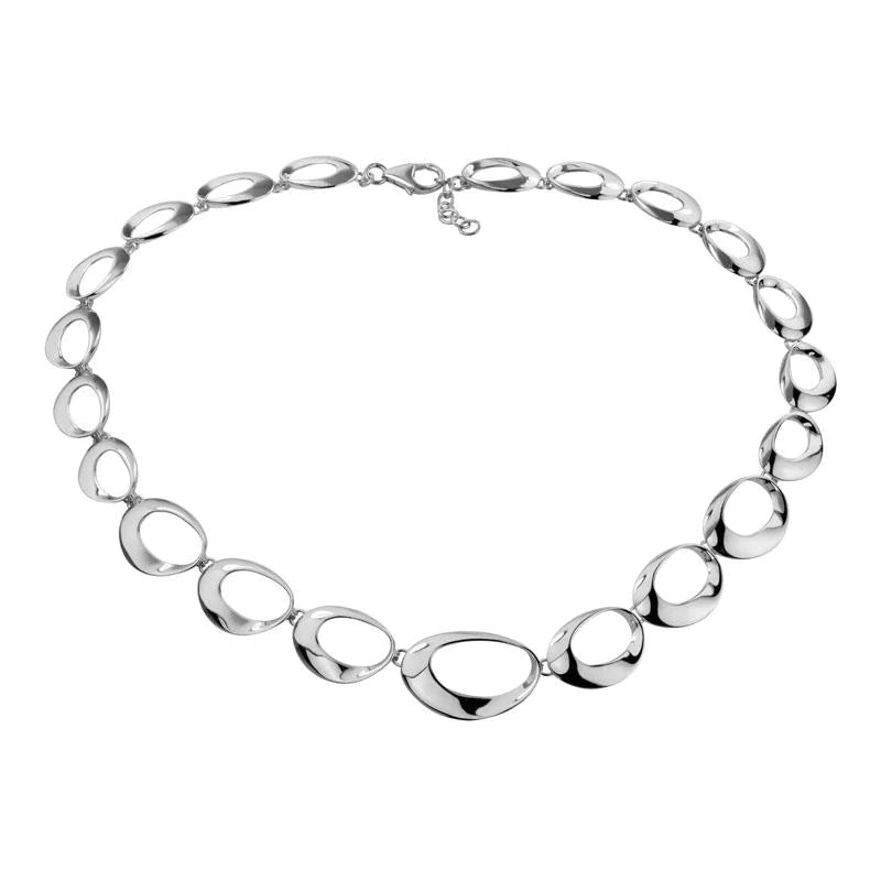 Silver Graduated Ovals Necklace