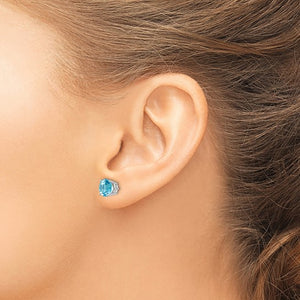 Blue Topaz 7 mm Round Stud Earrings