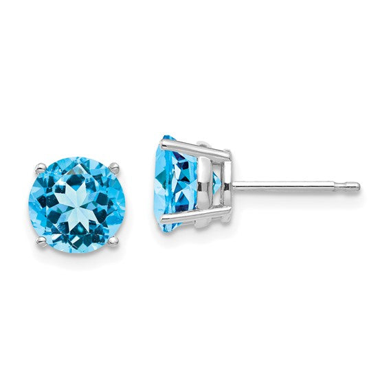 Blue Topaz 7 mm Round Stud Earrings