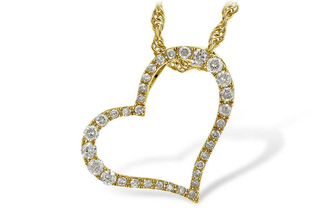 Free-form Diamond Heart Necklace, Yellow Gold