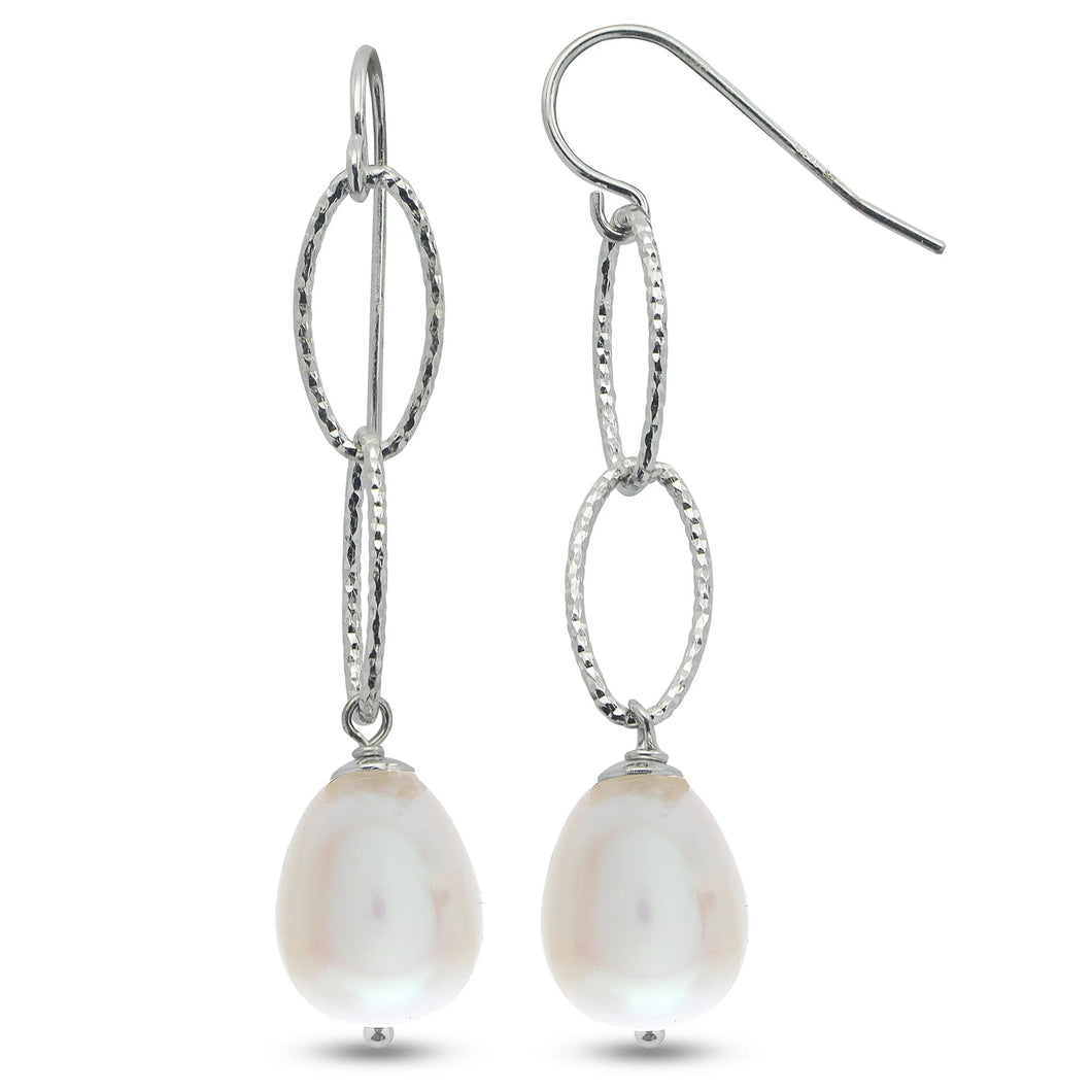 Freshwater Pearl Sparkle Chain Drop Earrings