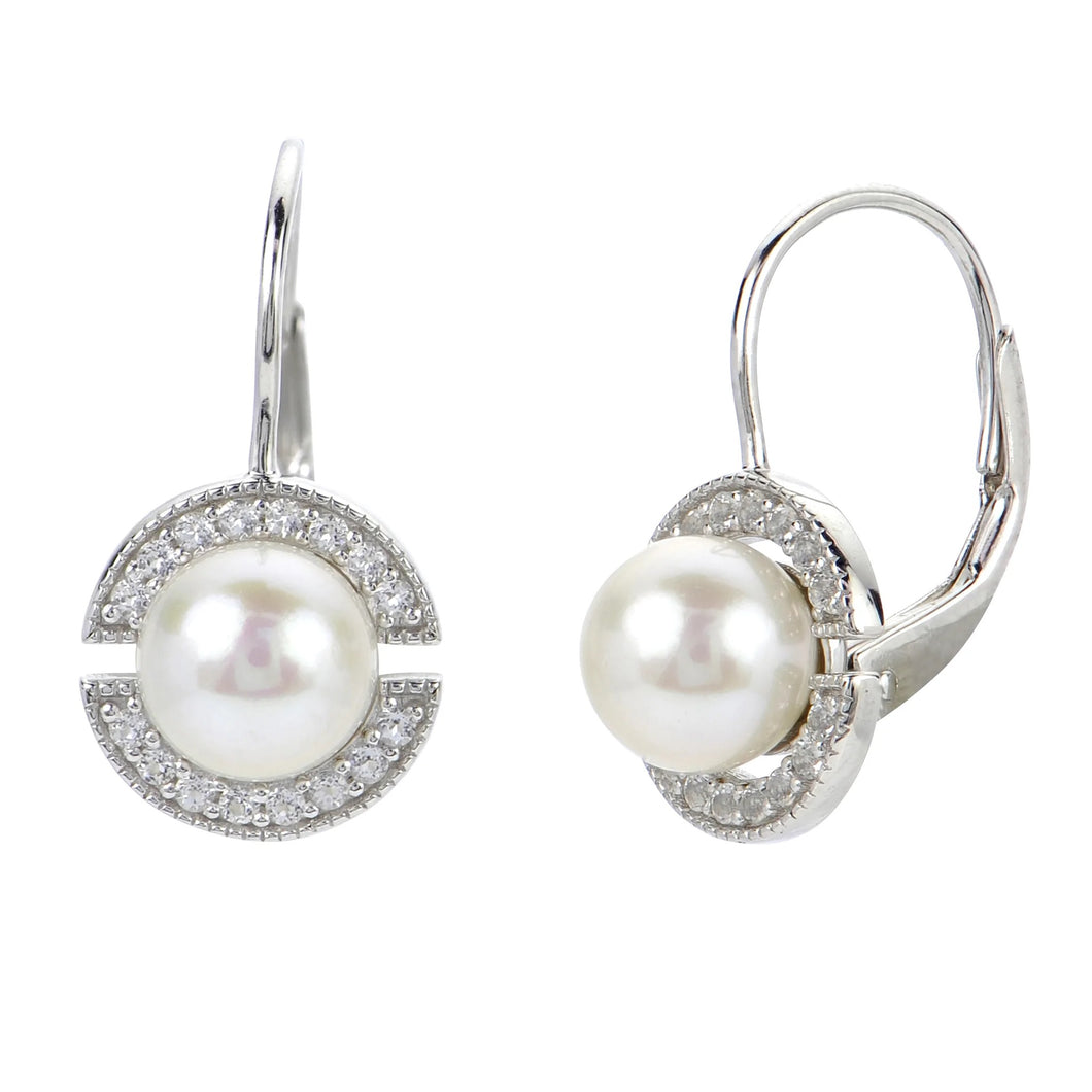 Freshwater Cultured Pearl Earrings With White Topaz