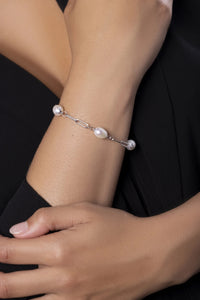 Freshwater Pearl and Paperclip Chain Bracelet