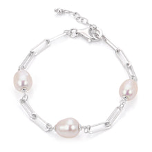 Load image into Gallery viewer, Freshwater Pearl and Paperclip Chain Bracelet
