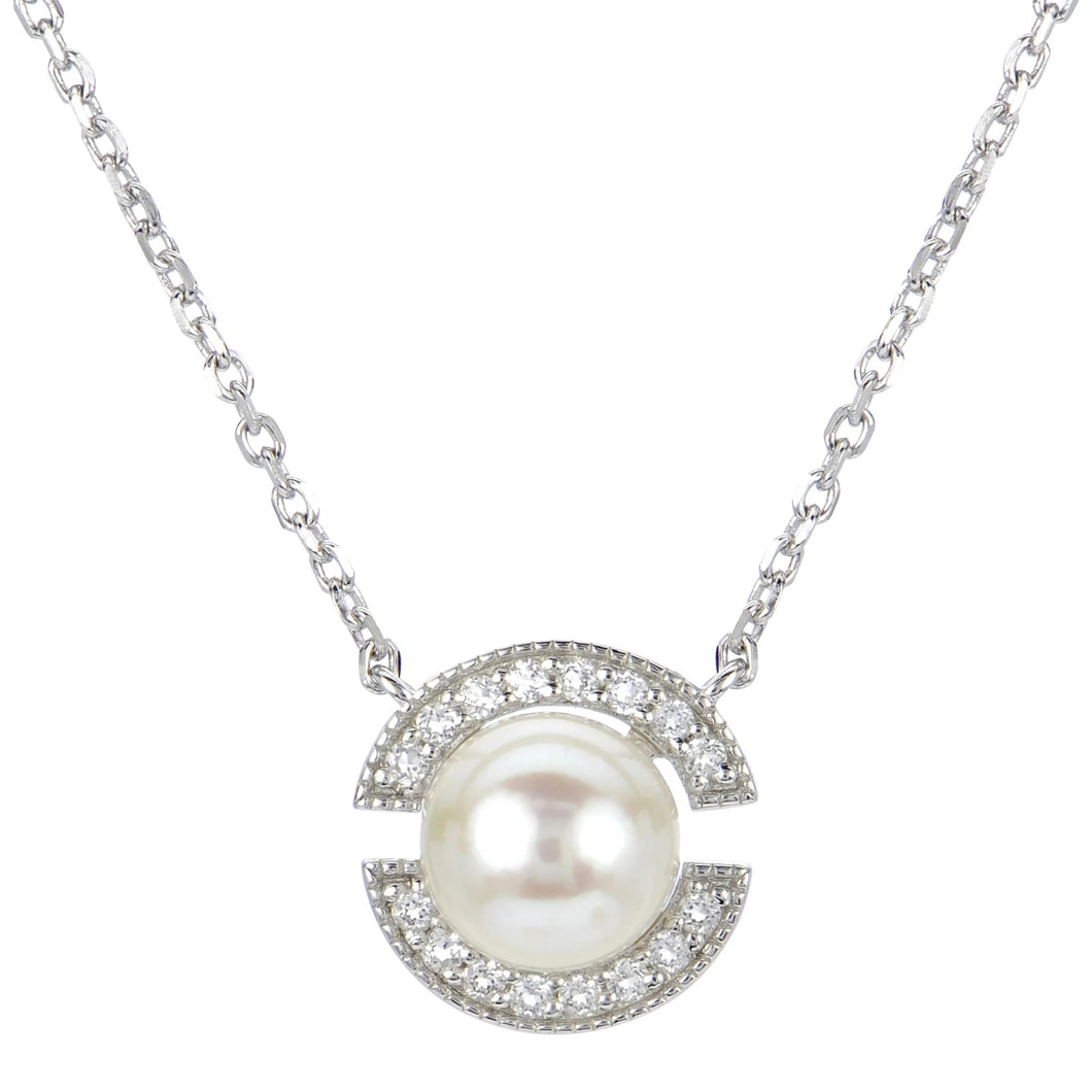 Freshwater Cultured Pearl Pendant With White Topaz