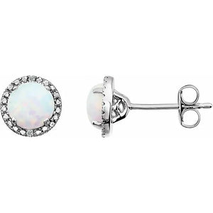Opal Created Earrings - Round Halo