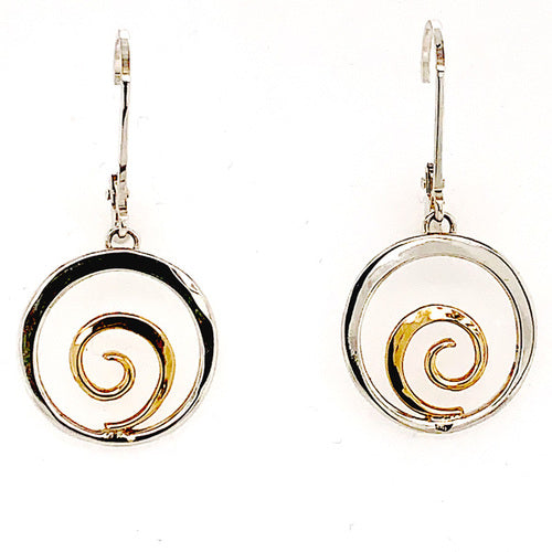 Two Tone Little Wave Lever Back Earring