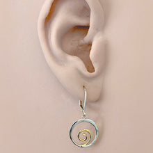 Load image into Gallery viewer, Two Tone Little Wave Lever Back Earring
