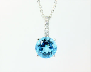 Round Blue Topaz Pendant