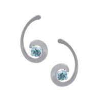 Silver and Blue Topaz Thick Spiral Earrings