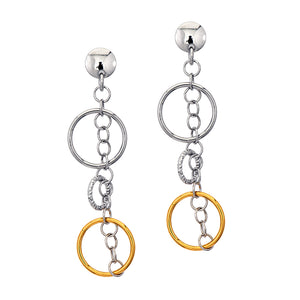 Silver and Yellow Gold Plate Circulation Earrings