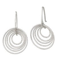 Silver 3D Circle Sparkle Earrings
