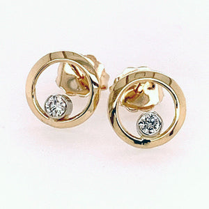 14k Diamond Golden Ring Earrings