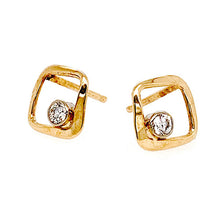 Load image into Gallery viewer, 14k Diamond Simply Square Earrings
