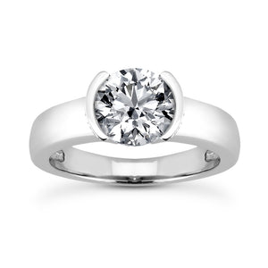 Partial Bezel Engagement Ring Semi-mount for Round Diamond