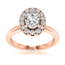 Load image into Gallery viewer, Halo Engagement Ring Semi-mount for Oval Cut Diamond
