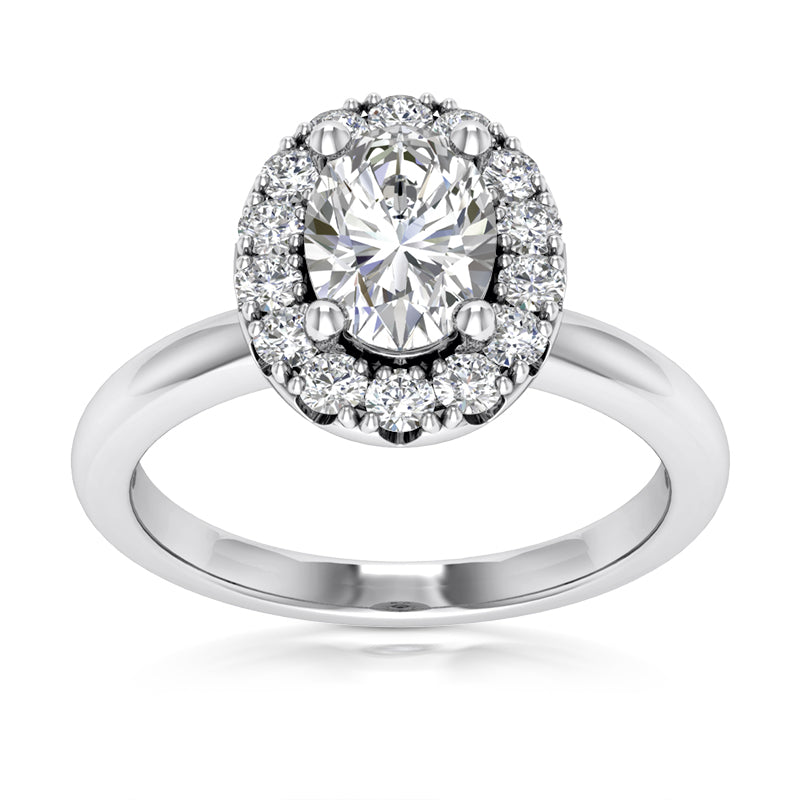 Halo Engagement Ring Semi-mount for Oval Cut Diamond