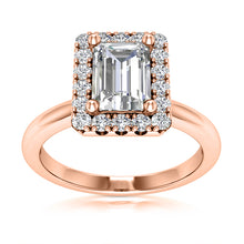 Load image into Gallery viewer, Halo Engagement Ring Semi-mount for Emearld Cut Diamond
