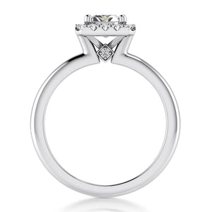Halo Engagement Ring Semi-mount for Emearld Cut Diamond