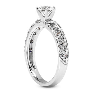 Leaf Style Shared Prong Engagement Ring Semi-mount Set