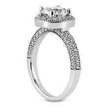 Load image into Gallery viewer, Millgrain Halo, Side Diamonds Engagement Ring Semi-mount Set

