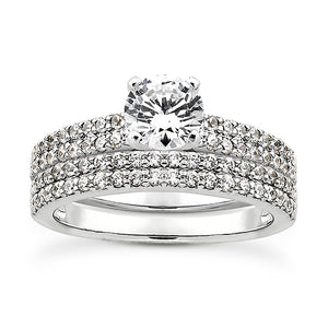 Double Shared Prong Engagement Ring Semi-mount Set